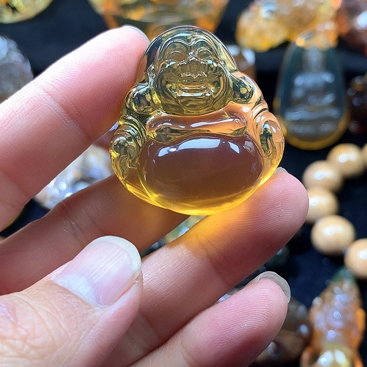 东***～琥珀未镶嵌手串蓝珀佛公
