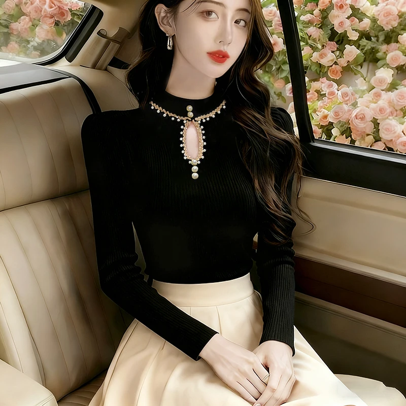 高级感半高领打底衫毛衣女春秋爆款气质百搭显瘦减龄内搭针织上衣