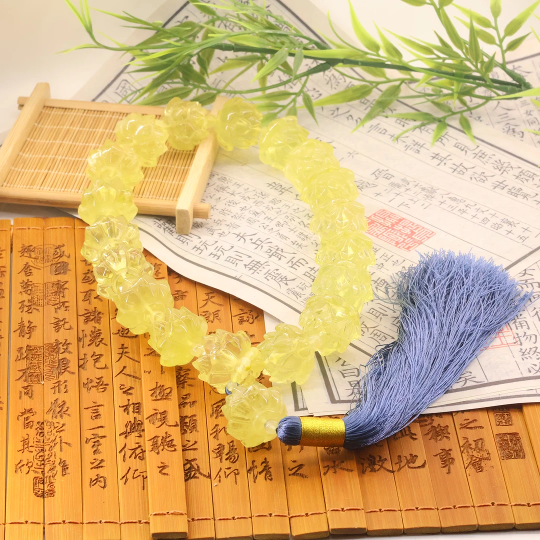 【凰世今传】巴西黄水晶莲花挂件