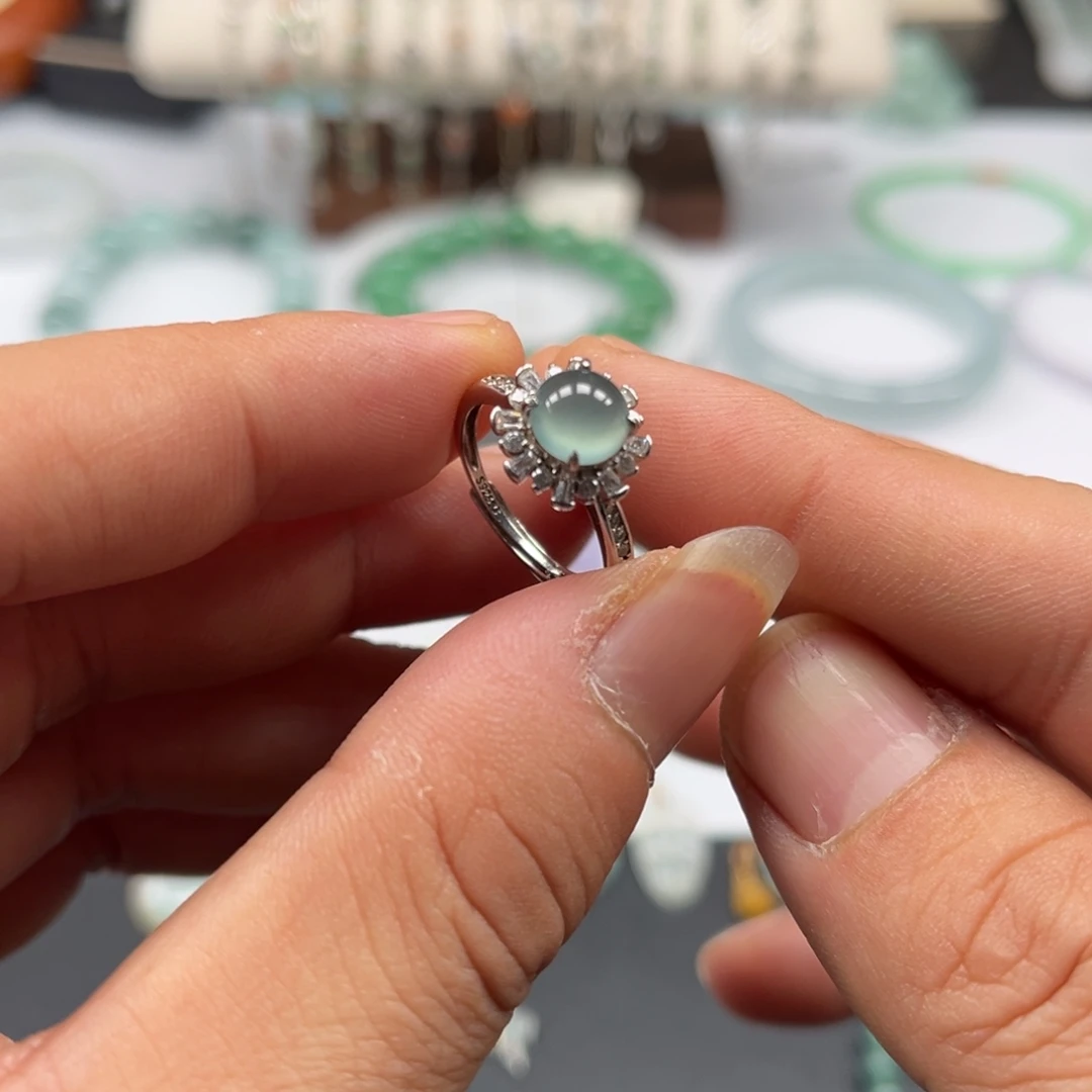 翡翠银S925镶嵌戒指福利