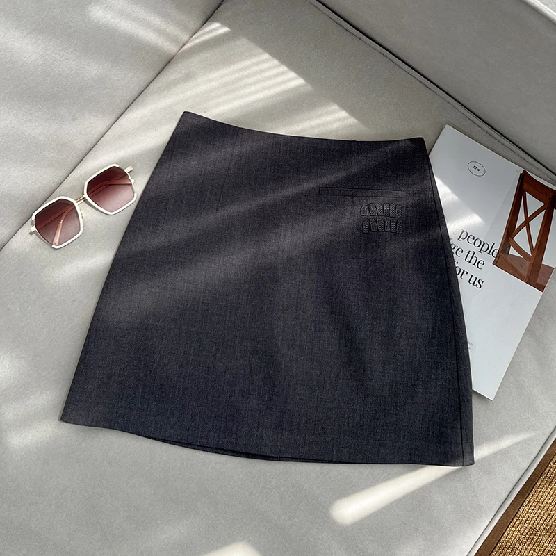 【南油子宸】灰色西装半身裙高级感休闲高腰显瘦a字短裙女800429