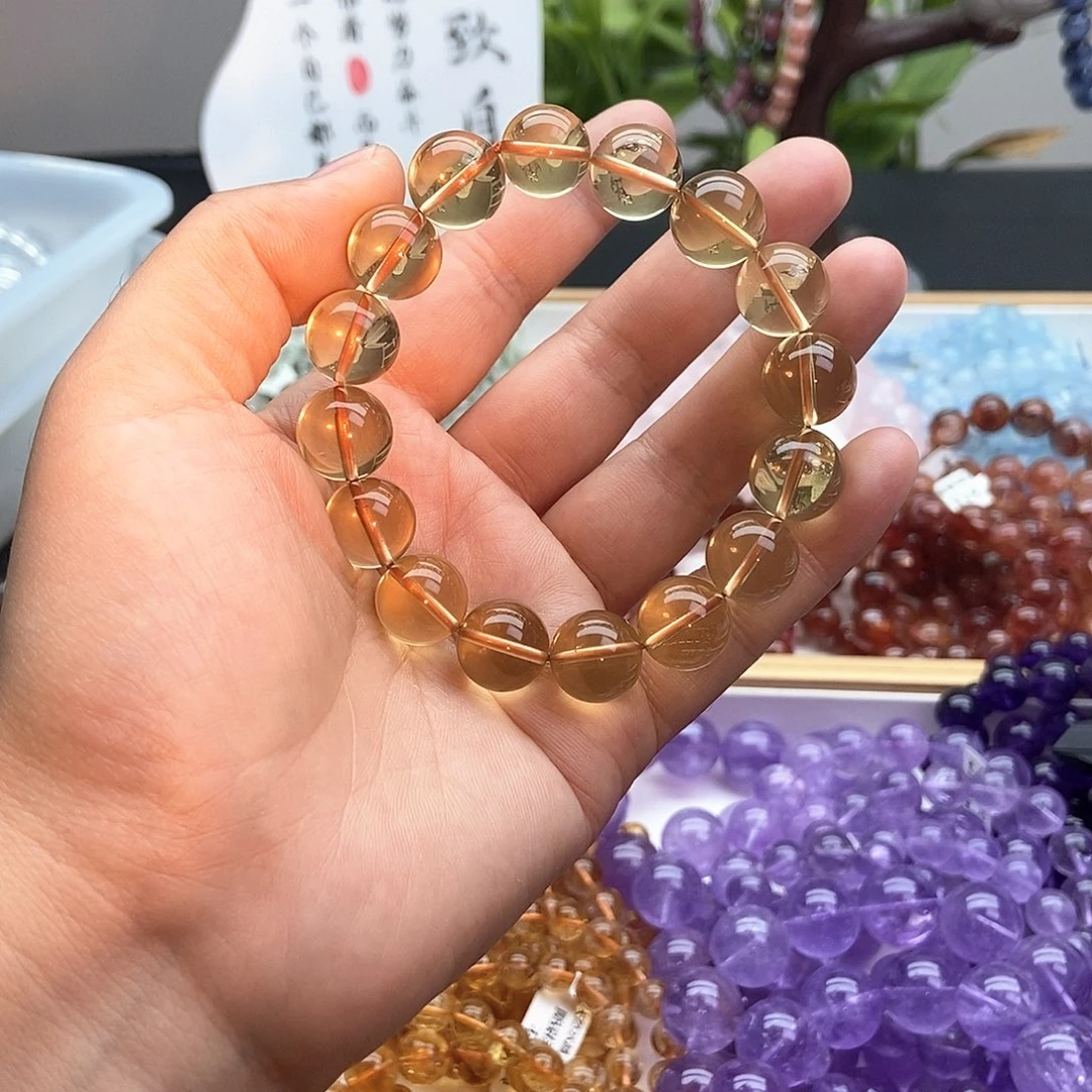 水晶手链未镶嵌巴西黄水晶12+