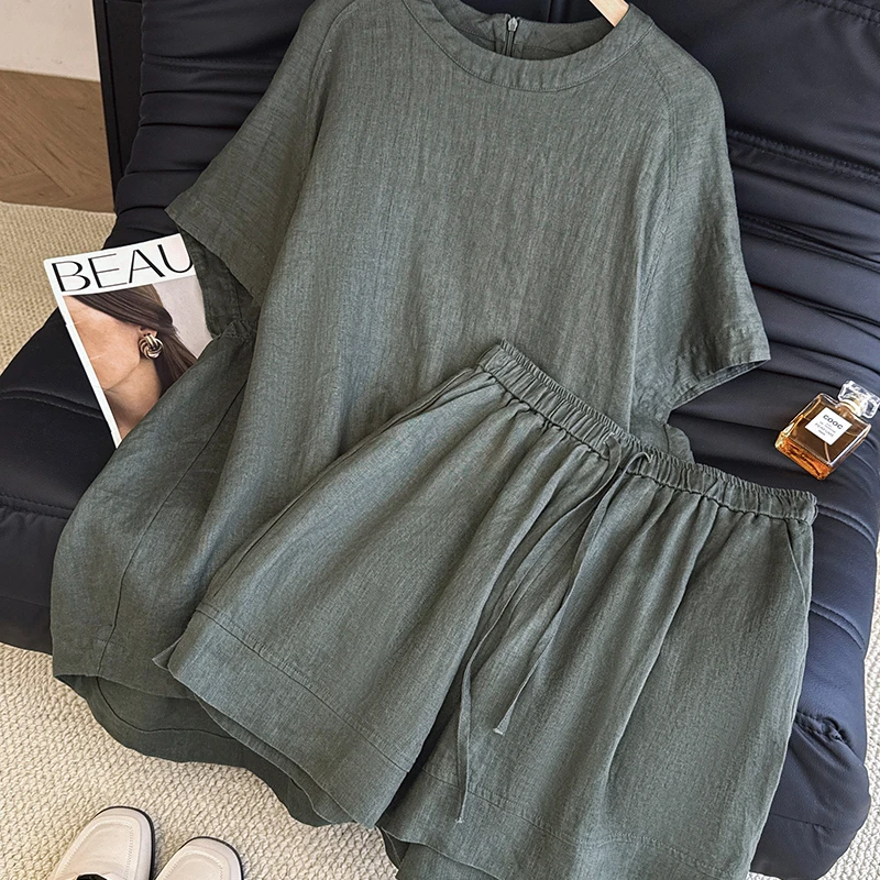 慵懒风宽松休闲蝙蝠上衣短裤两件套大方得体穿搭一整套女夏