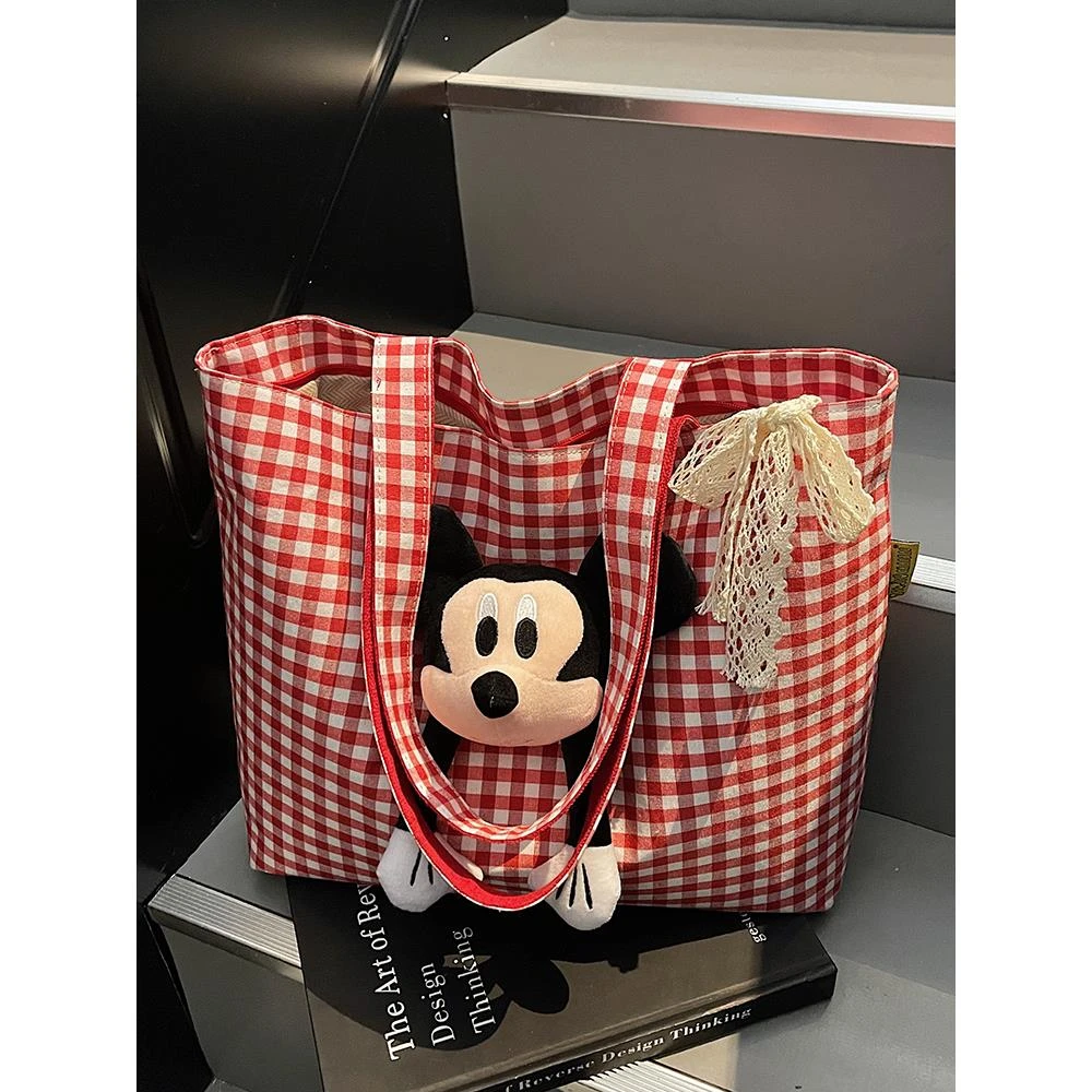 洋气可爱托特包女甜美新款小众设计简约个性百搭时尚帆布袋单肩包