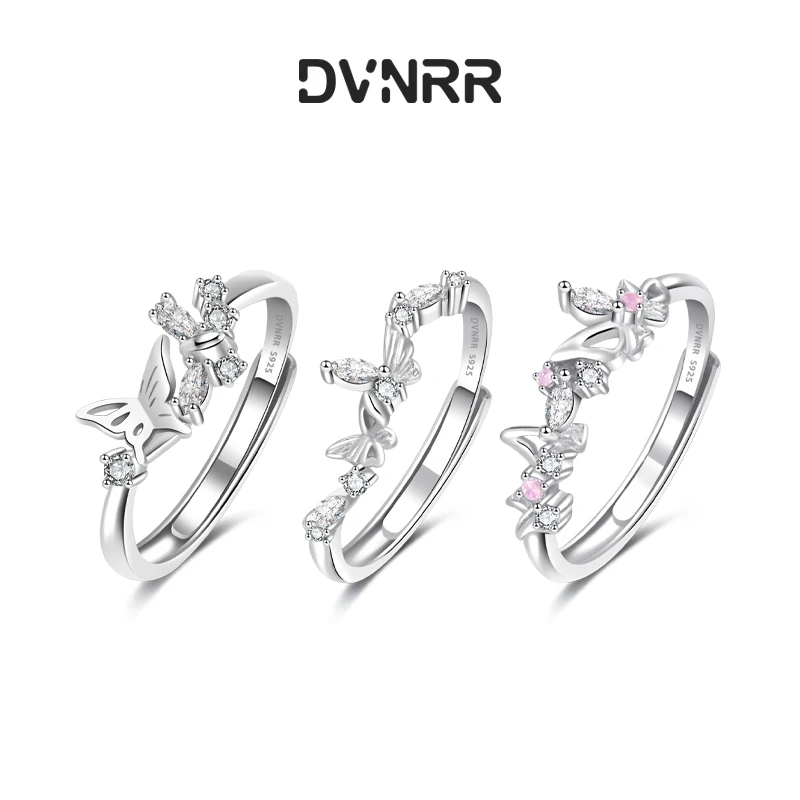 925银合成锆石戒指 DVNRR蝶影绵绵 设计师原创三人闺蜜对戒