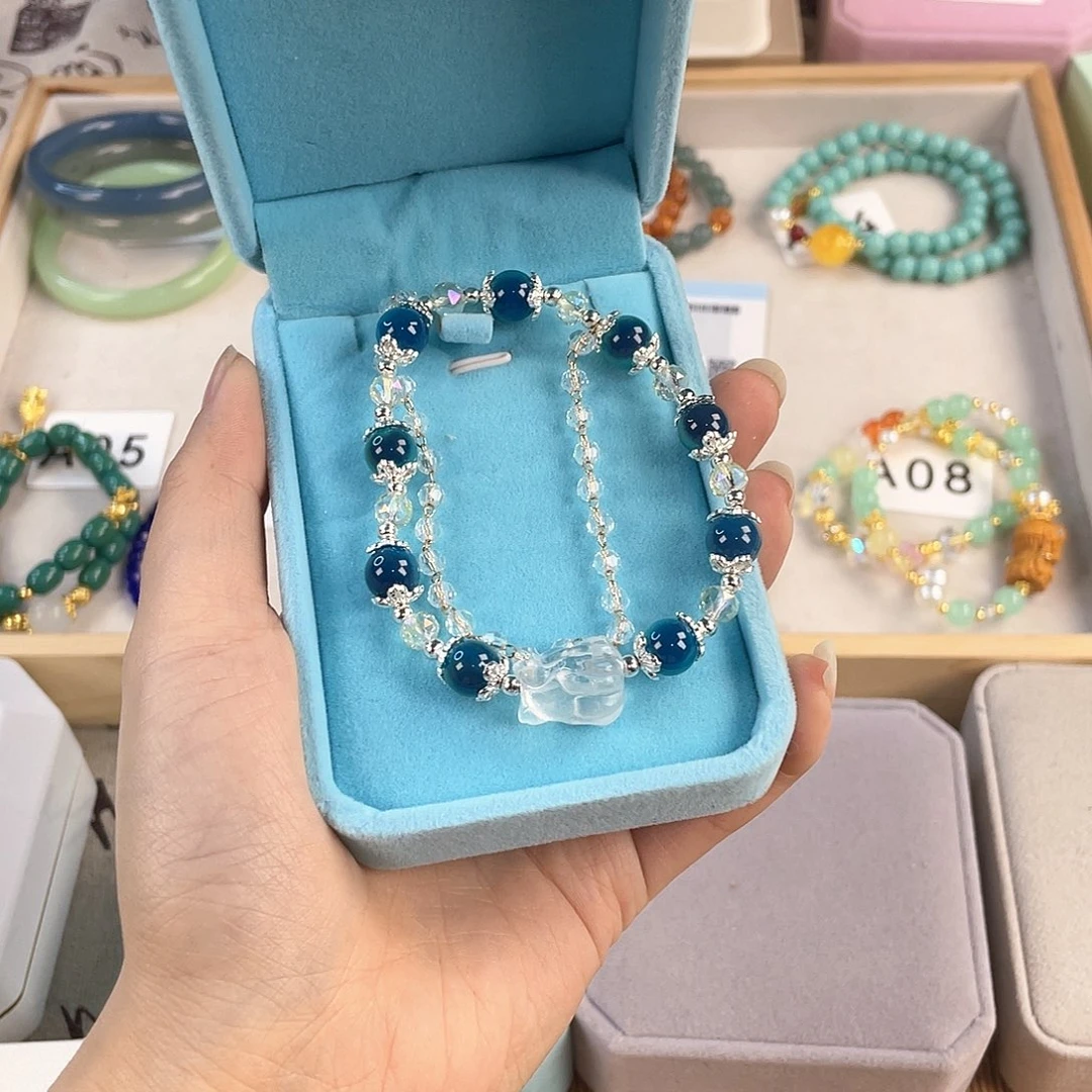 针钠钙石银S925镀金镶嵌手饰