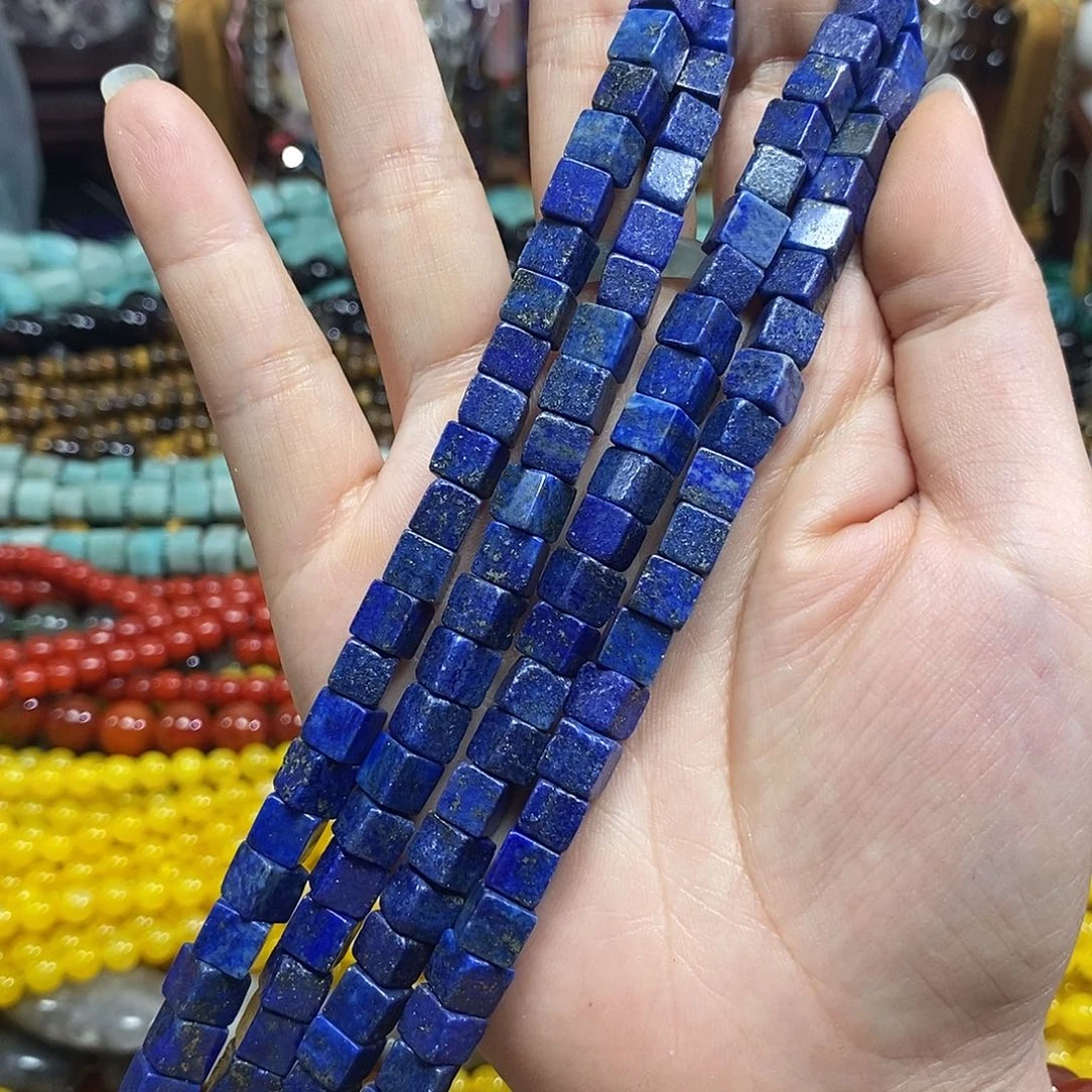 玛瑙/玉髓未镶嵌珠宝半成品青金方糖一条卡8mm