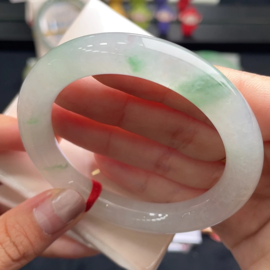 翡翠手镯未镶嵌52.6冰冰 冰飘绿花～（19号）