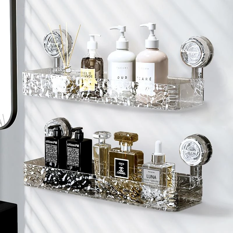 波纹吸盘置物架化妆室壁挂免打孔浴室洗手台洗澡洗漱台用品收纳层