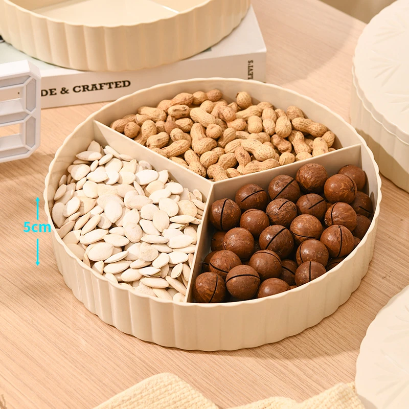 皖蒙高级轻奢果盘家用客厅茶几多层分格带盖干果盒坚果零食收纳盒