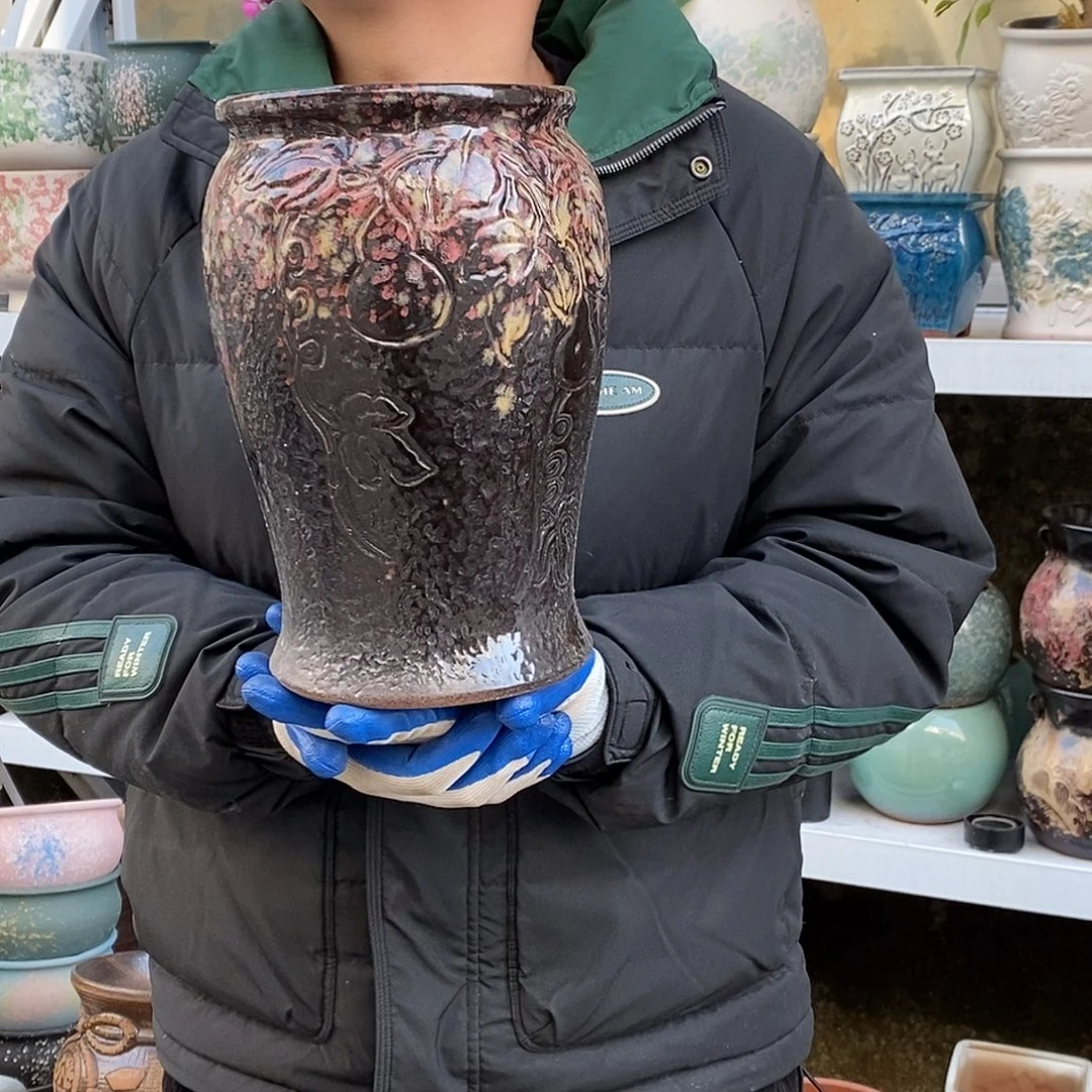 紫砂花盆口口16高27瑕疵