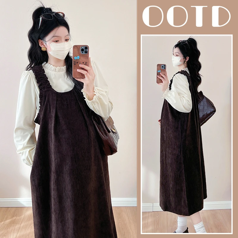 孕妇连衣裙春季新款潮妈早春时尚洋气遮肚子宽松中长款过膝春秋款