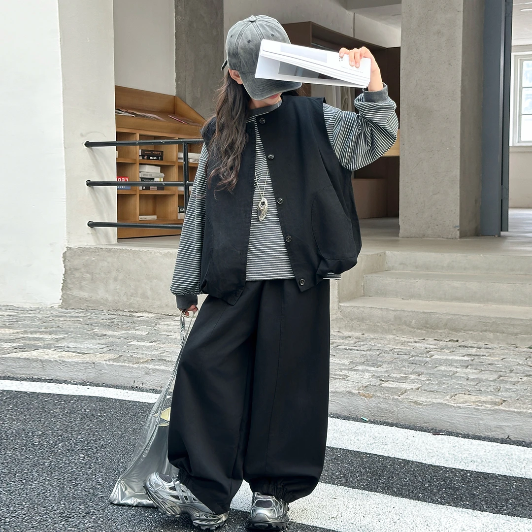 女童秋套装2025新款儿童秋装开衫外套三件套秋季大童女孩韩系童装