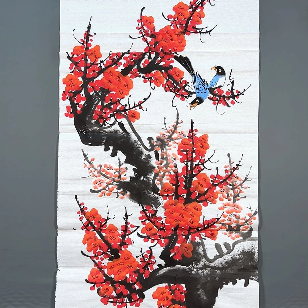 国画067 花鸟的翅膀是白色和黑色最