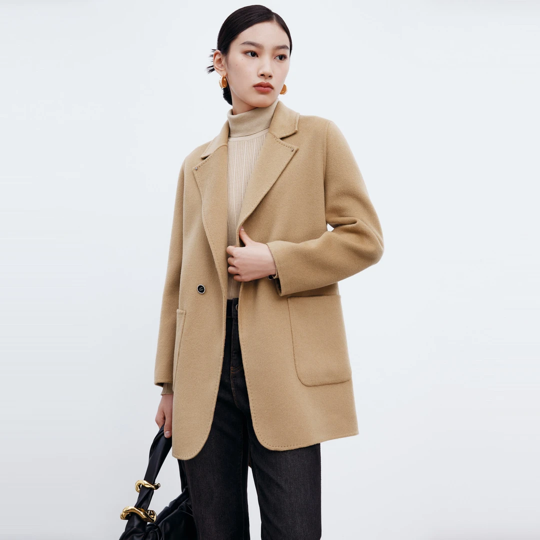 【岚岚专属】秋冬通勤简约时尚绵羊毛呢外套女短款大衣CL00515D1