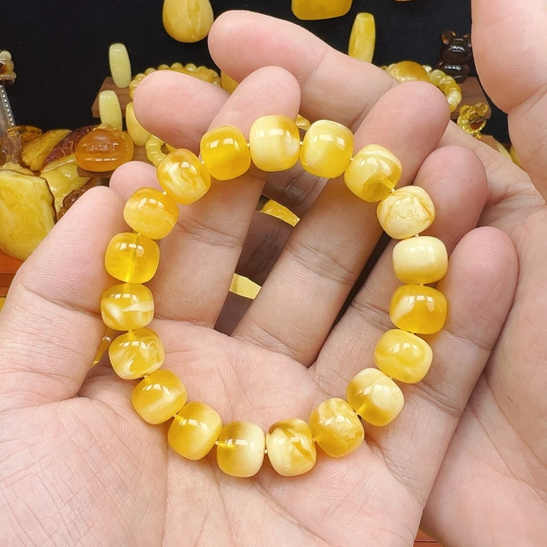蜜蜡未镶嵌珠宝奇石单圈12.8mm，23.9克