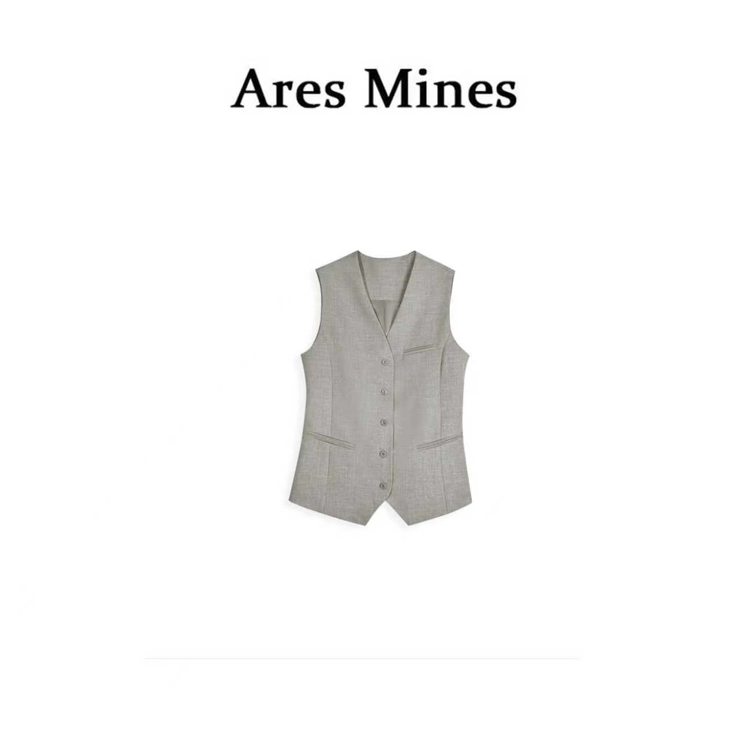 【盛朗熙Ares Mines】灰系智性 慵懒韩系高智感无袖西装马甲背心