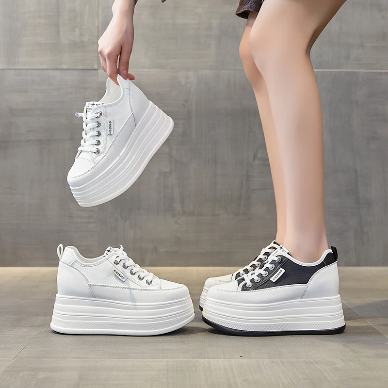 【8-12公分】春季新款休闲鞋女小个子厚底增高板鞋运动风百搭小白鞋