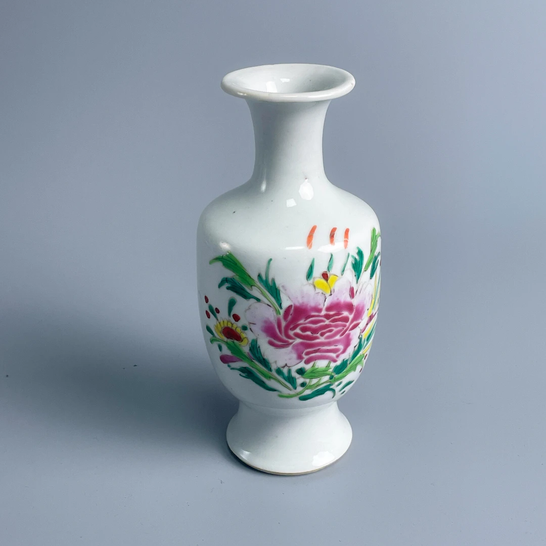 瓷器/古董清雍正粉彩花卉纹赏瓶-M2XLM008F39/收藏/文物/绣花张