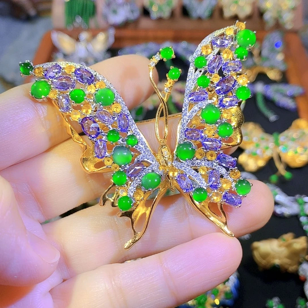 吊坠(不含链)银S925镶嵌翡翠