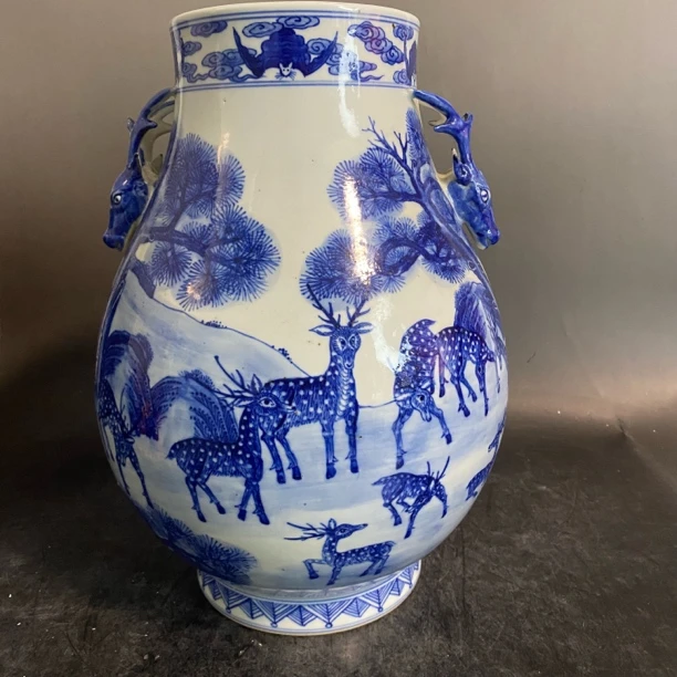 0603 青花鹿头尊