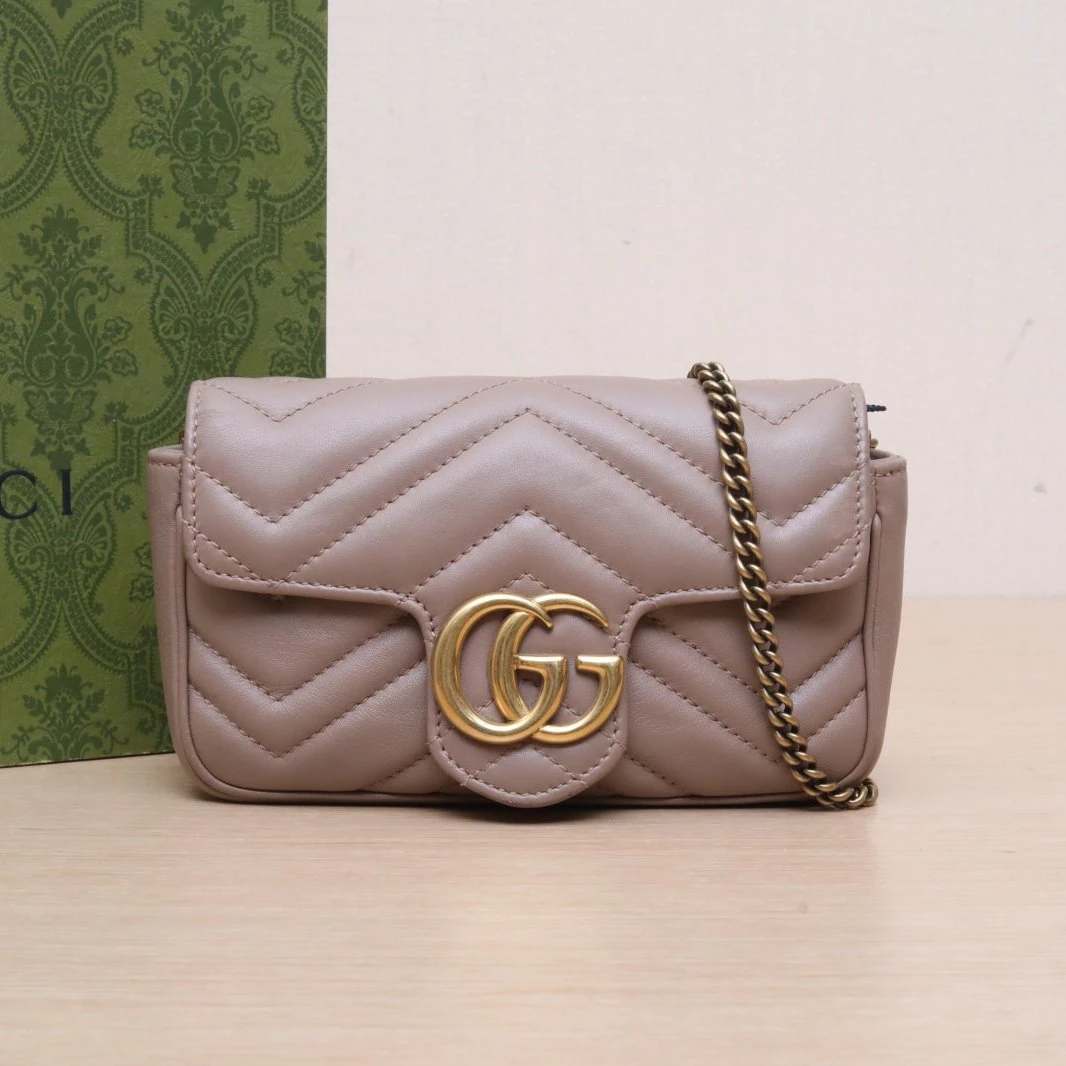 95新 GUCCI/古驰 【娇】GG Marmont 单肩包 金扣P225071652