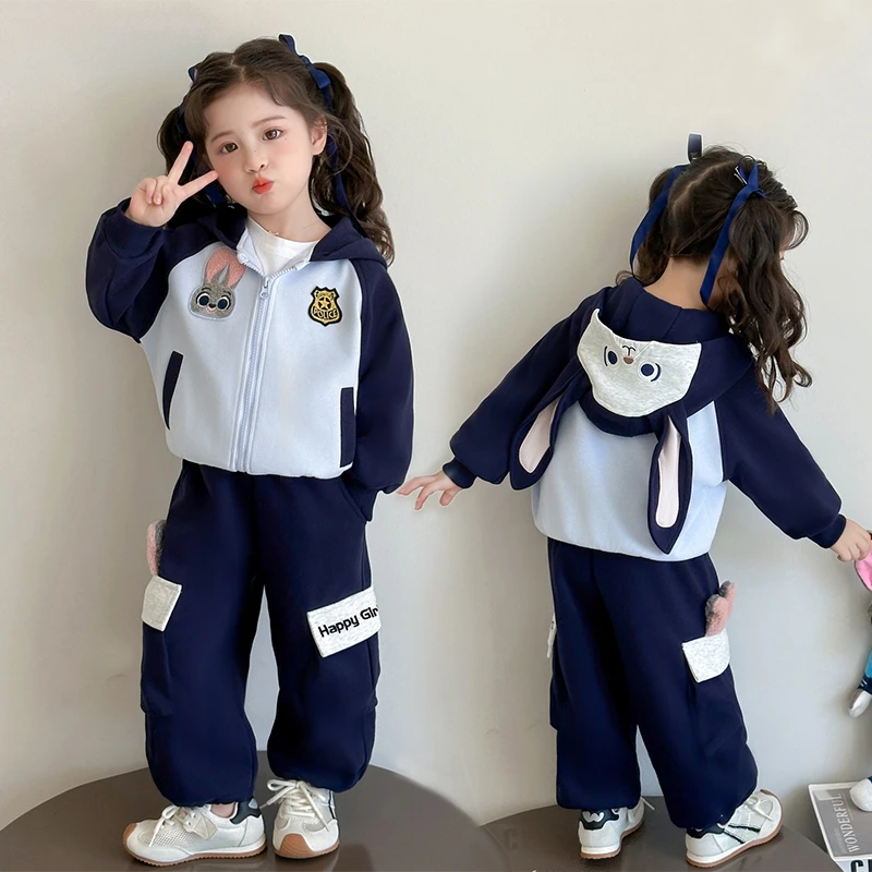 女童连帽套装洋气儿童春秋外套2025新款女宝宝休闲两件套小女孩潮