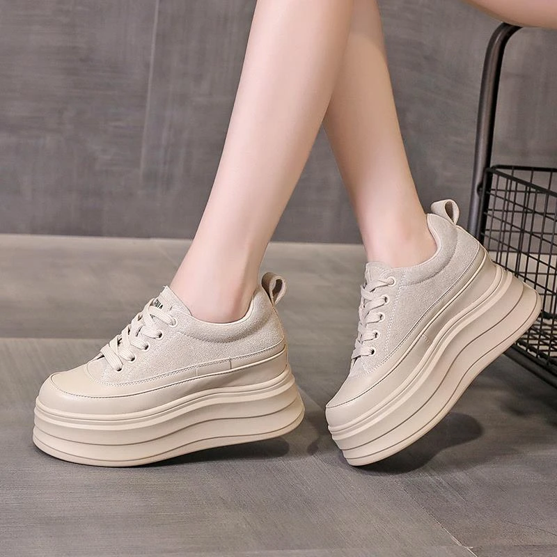 厚底松糕小白鞋女款加绒2025秋冬新款内增高9公分运动鞋百搭板鞋