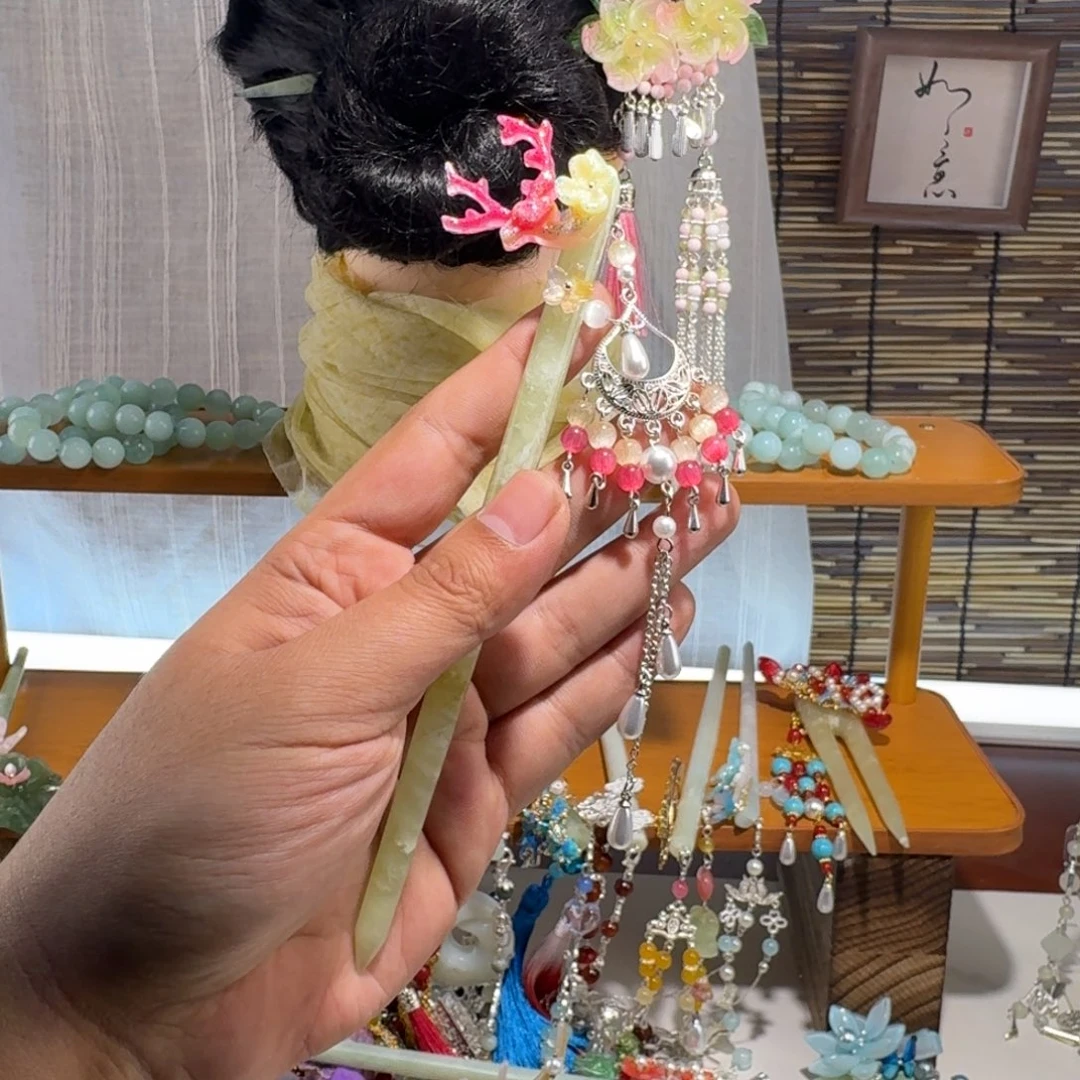 蛇纹石玉合金发饰