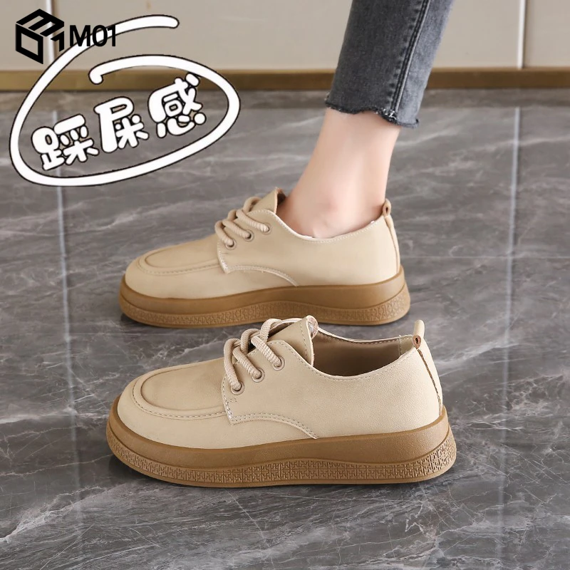 M01乐福小皮鞋女2025新款春夏孕妇豆豆勃肯鞋34码英伦风百搭单鞋