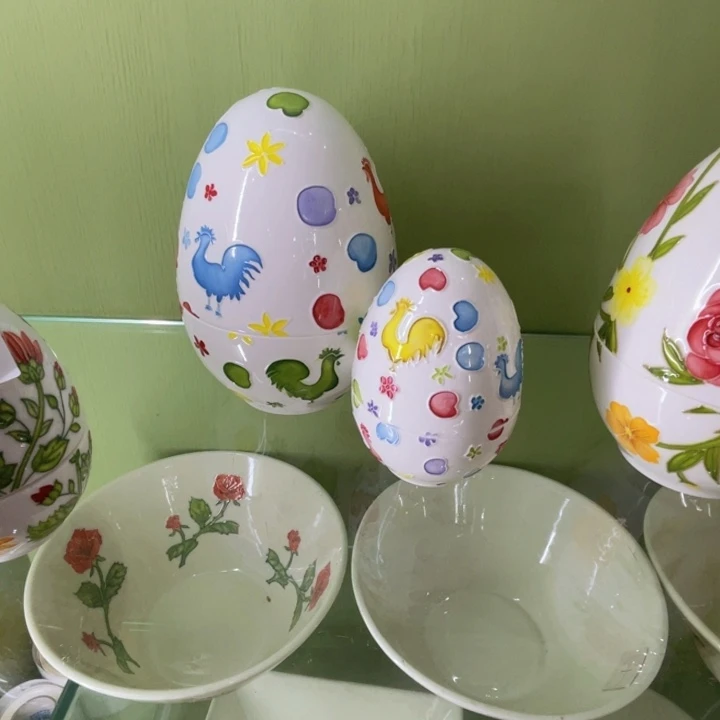 无盖款新骨瓷20cm13cm珐琅彩幸运蛋二个
