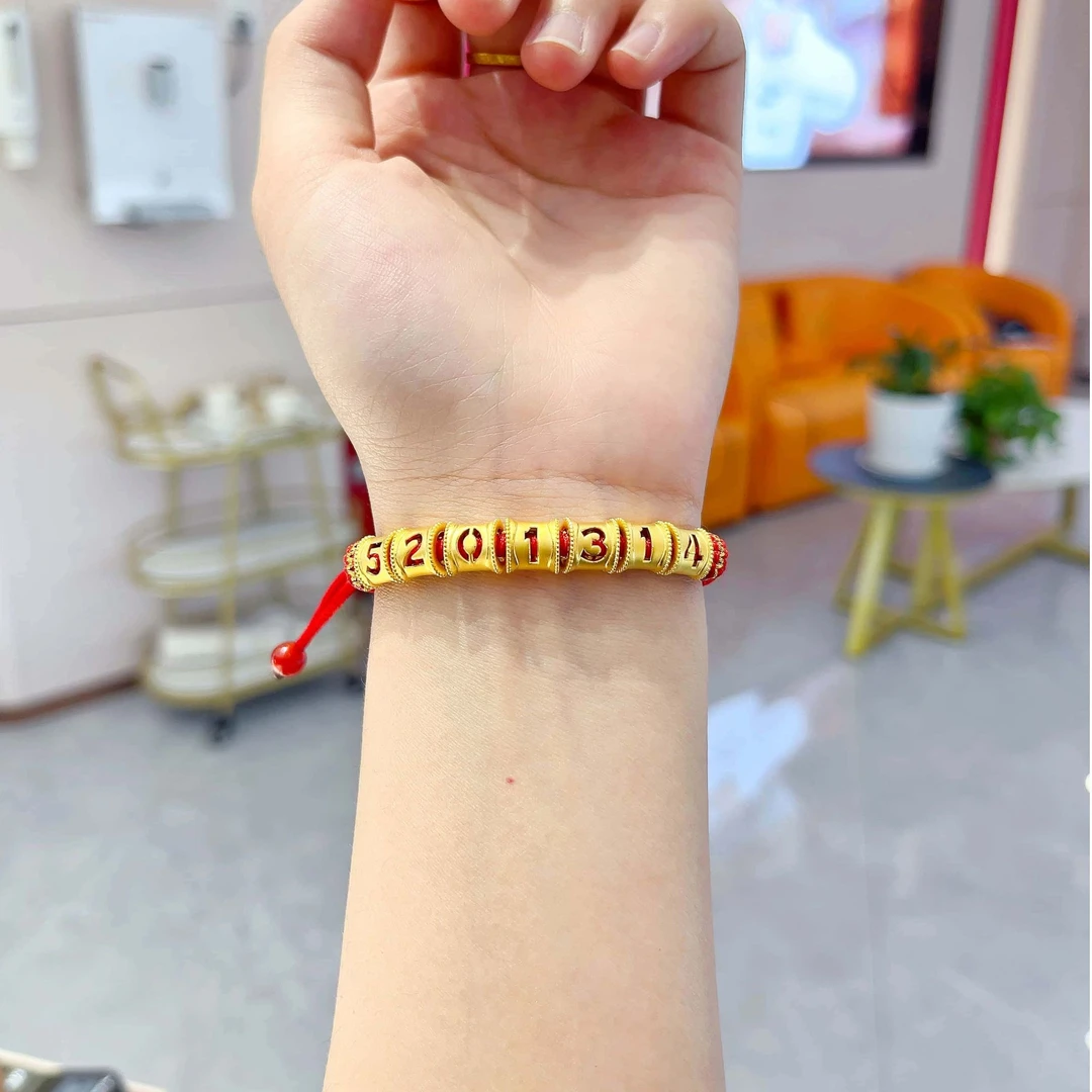 周大生足金5201314情侣手链数字密码经典手编新年礼物送女友