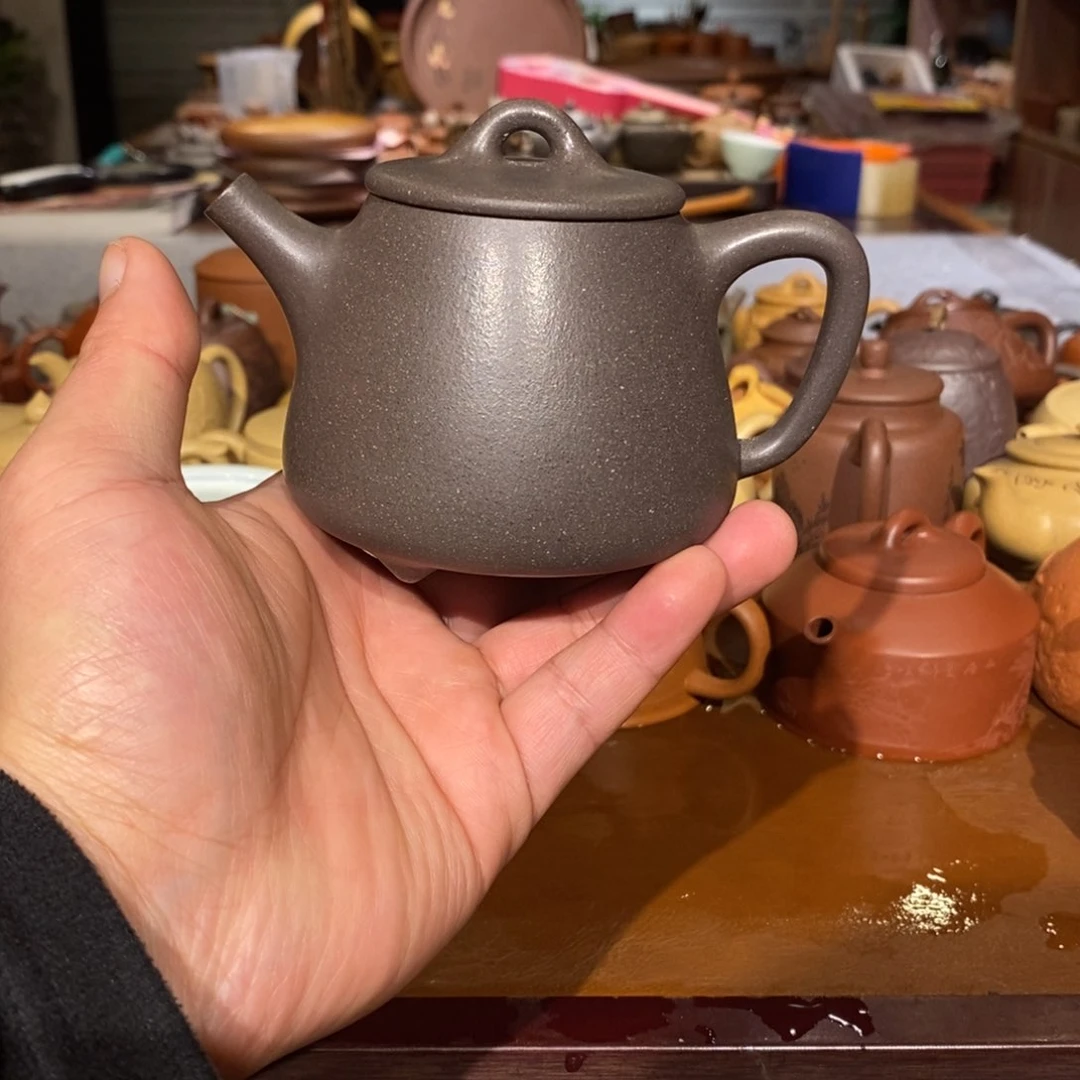 紫砂茶壶原矿天青精工半手高石瓢240cc