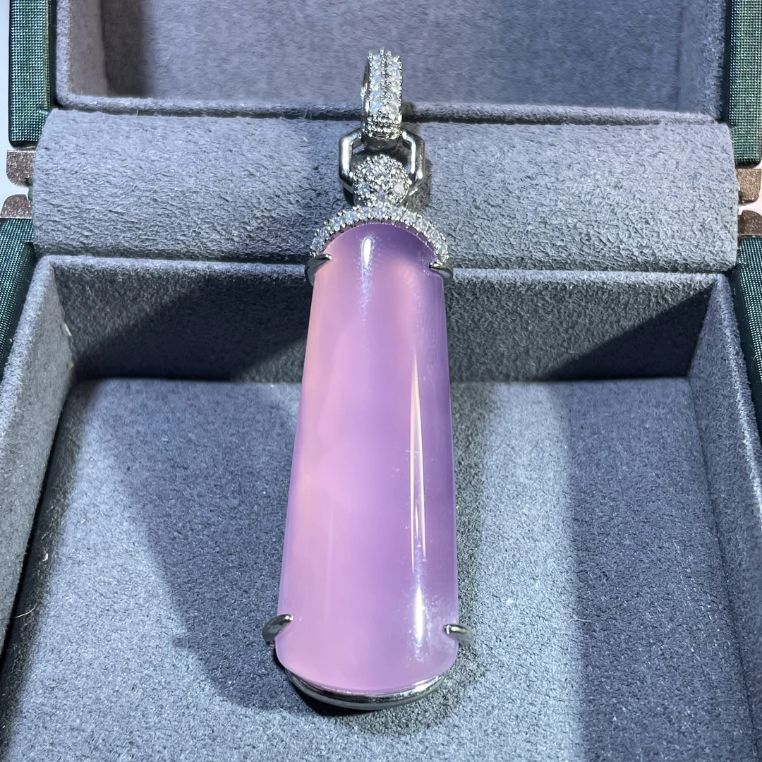 缅料粉色无事牌吊坠A-62