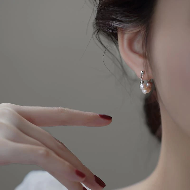 CIOEM KOUIM 925银耳饰 后挂式施家珍珠耳坠女轻奢高级感气质百搭