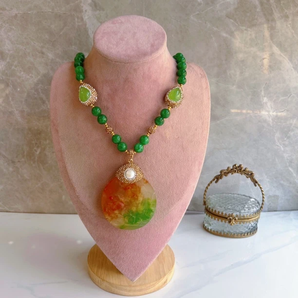 铜合金项链 曼尔特森娜系列9874手工复古气质彩色镶嵌百搭精美