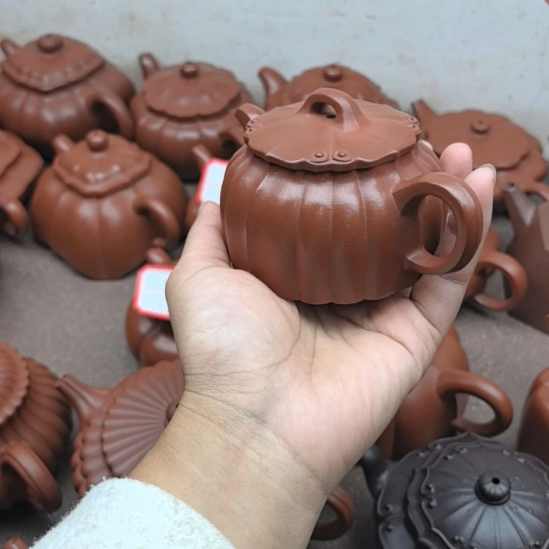 青***我茶壶紫砂朱泥筋纹言心140cc