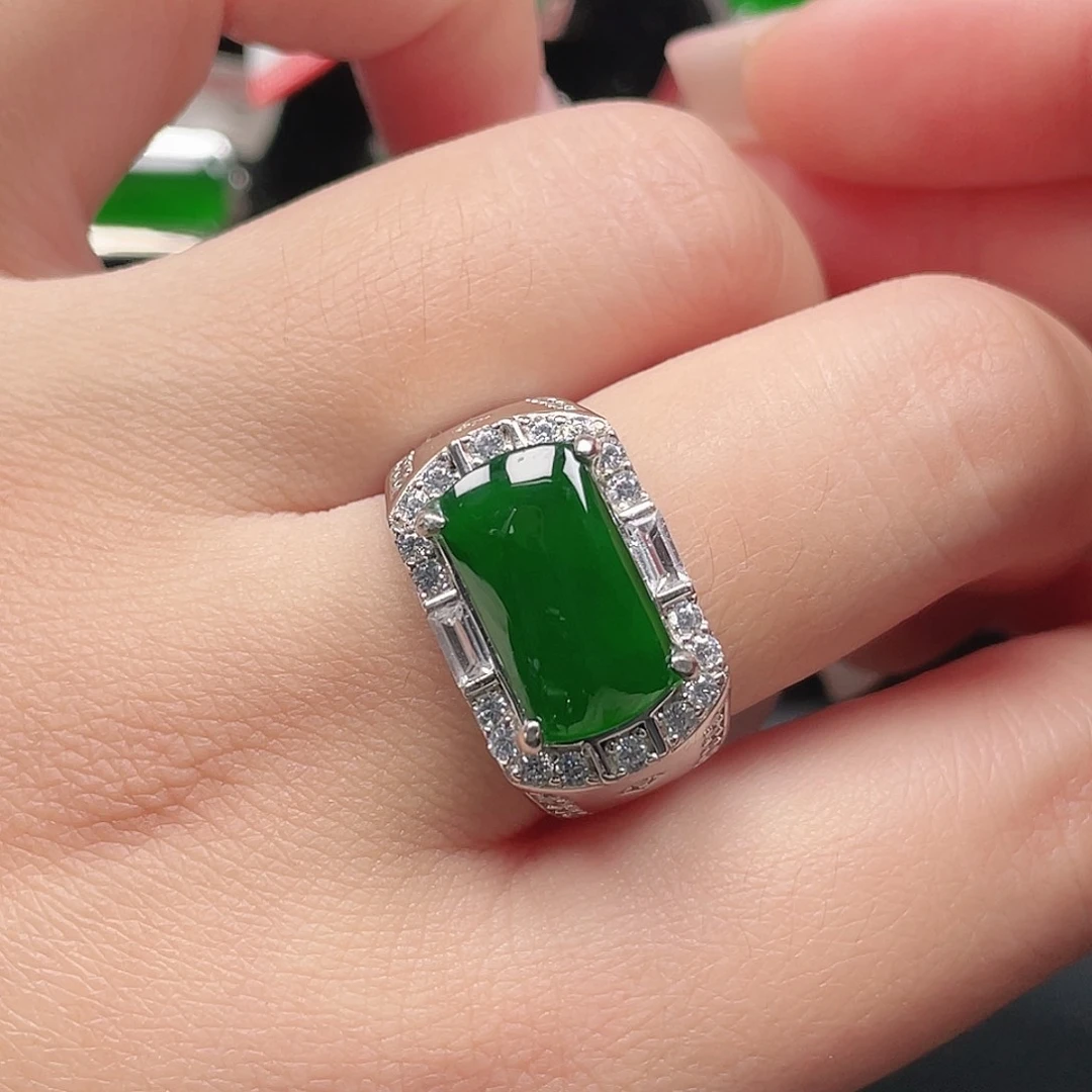 翡翠银S925镶嵌戒指没有运费险0001