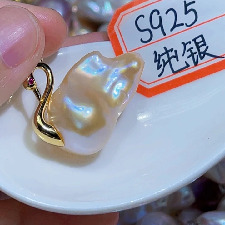 淡水珍珠银S925镶嵌颈饰