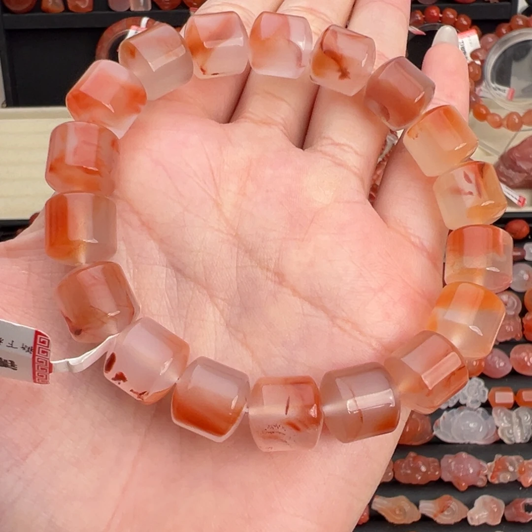 南红玛瑙未镶嵌颈饰竹节桶珠单圈卡11+