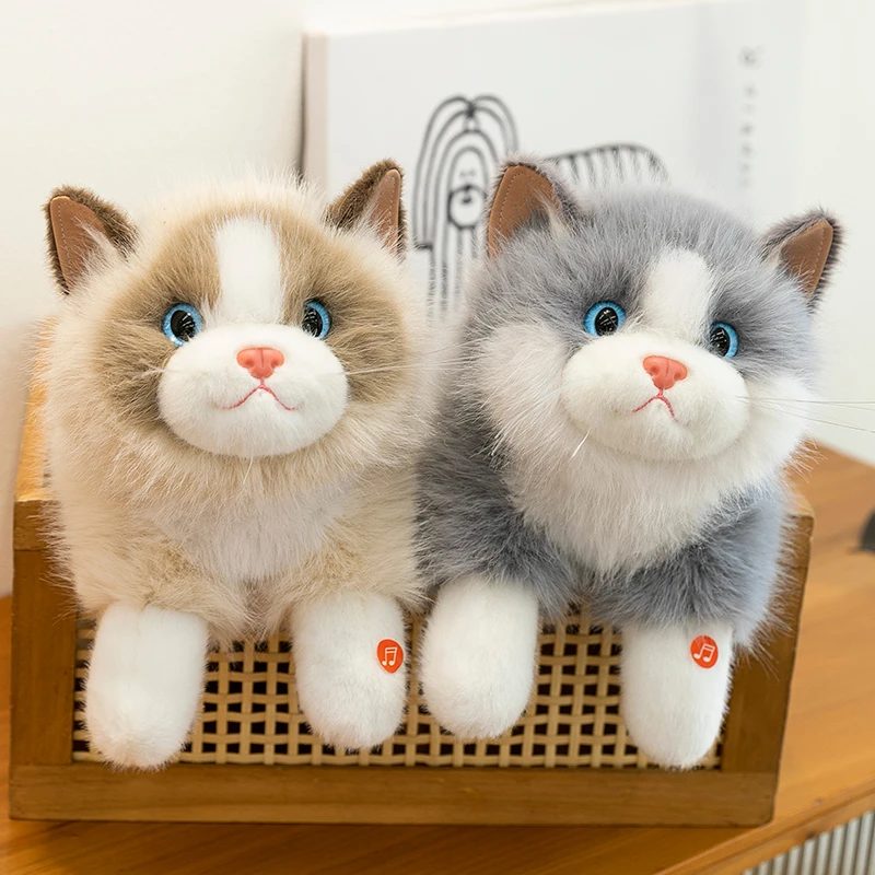 可爱仿真布偶小公仔毛绒玩具生日礼物女生抱枕会叫的仿真玩偶猫咪