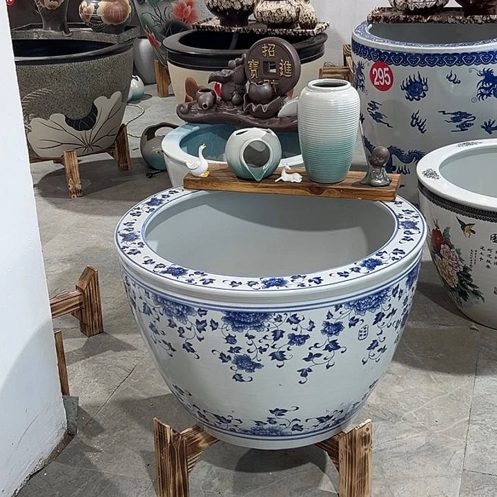 诚***3景德镇陶瓷鱼缸艺术直径62厘米高40厘米