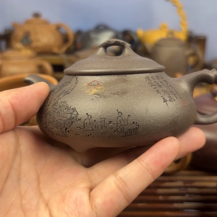 大***果茶壶紫砂简瓢原矿天青原矿160c