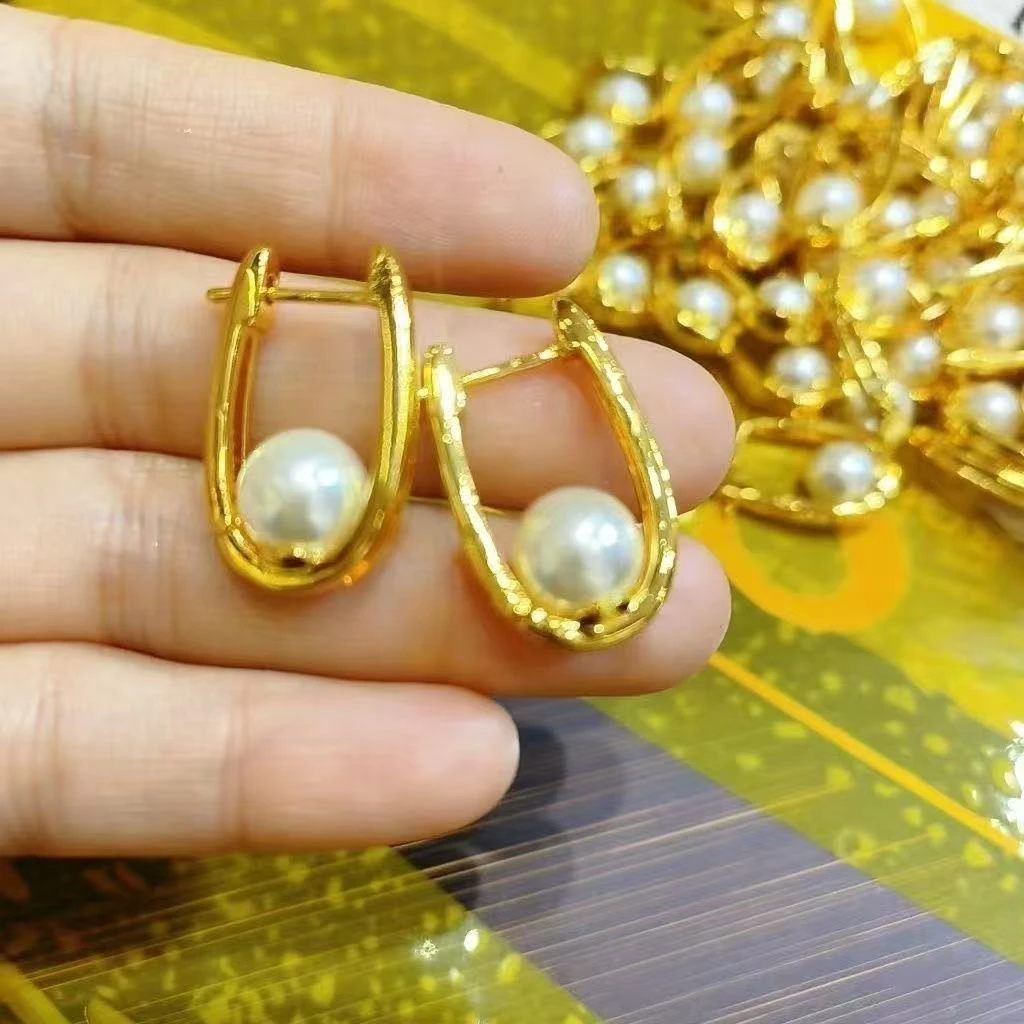 铜合金耳饰 铜合金耳环 百搭珍珠耳环