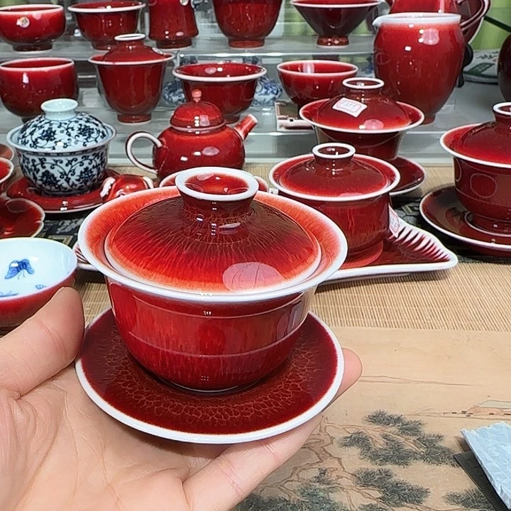 慧**兄景德镇陶瓷红马坊盖碗