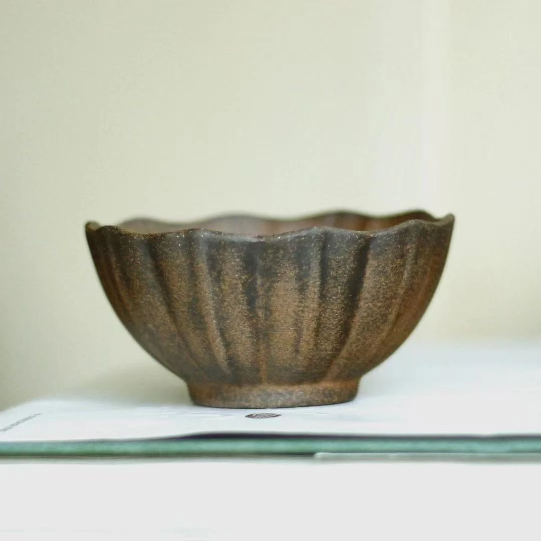 【拿放斋】太阳花口杯.3663.老岩泥茶杯古朴诧寂中式复古主人杯客杯