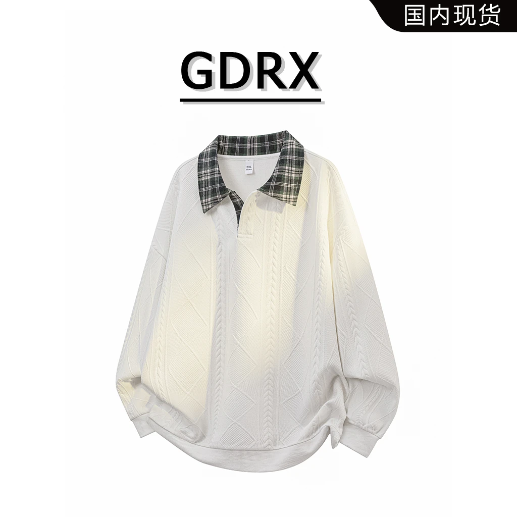 GDRX轻奢潮牌提花卫衣男2025秋季新款宽松大码高级感休闲长袖上衣