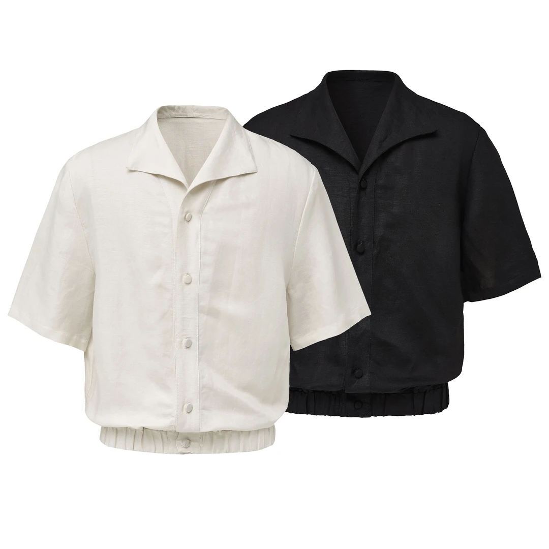 TAICHIISM“枪驳抽褶”亚麻衬衫