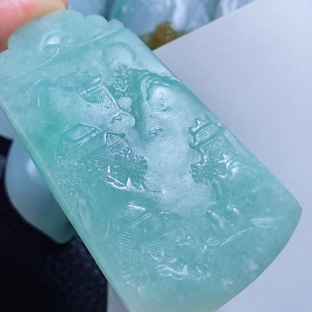 定制翡翠未镶嵌毛货付款后确认抛光