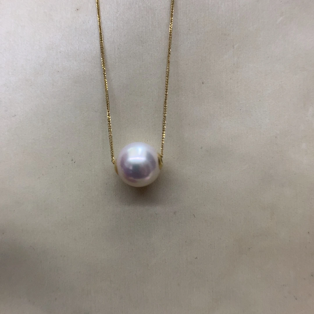 海水珍珠18K金镶嵌颈饰9-9.5akoya路路通